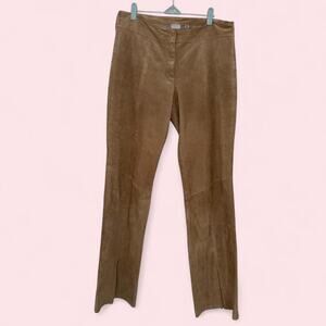 Y2K Wilson’s Leather Maxima Tan Suede Flare Trousers — Size 12